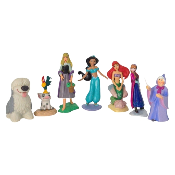 Disney Princess Mini Figurines (Lot of 7)- Anna Frozen, Jasmine, Ariel Mermaid - Picture 1 of 5